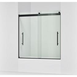 61-9/16 x 59-5/8 in. Frameless Sliding Shower Door in Matte Black