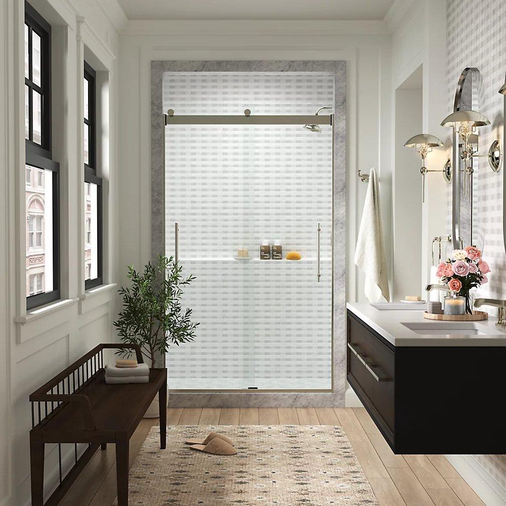 KOHLER Bright Polished Silver 81-5/8 x 47-5/8 in. Frameless Sliding Shower Door 
