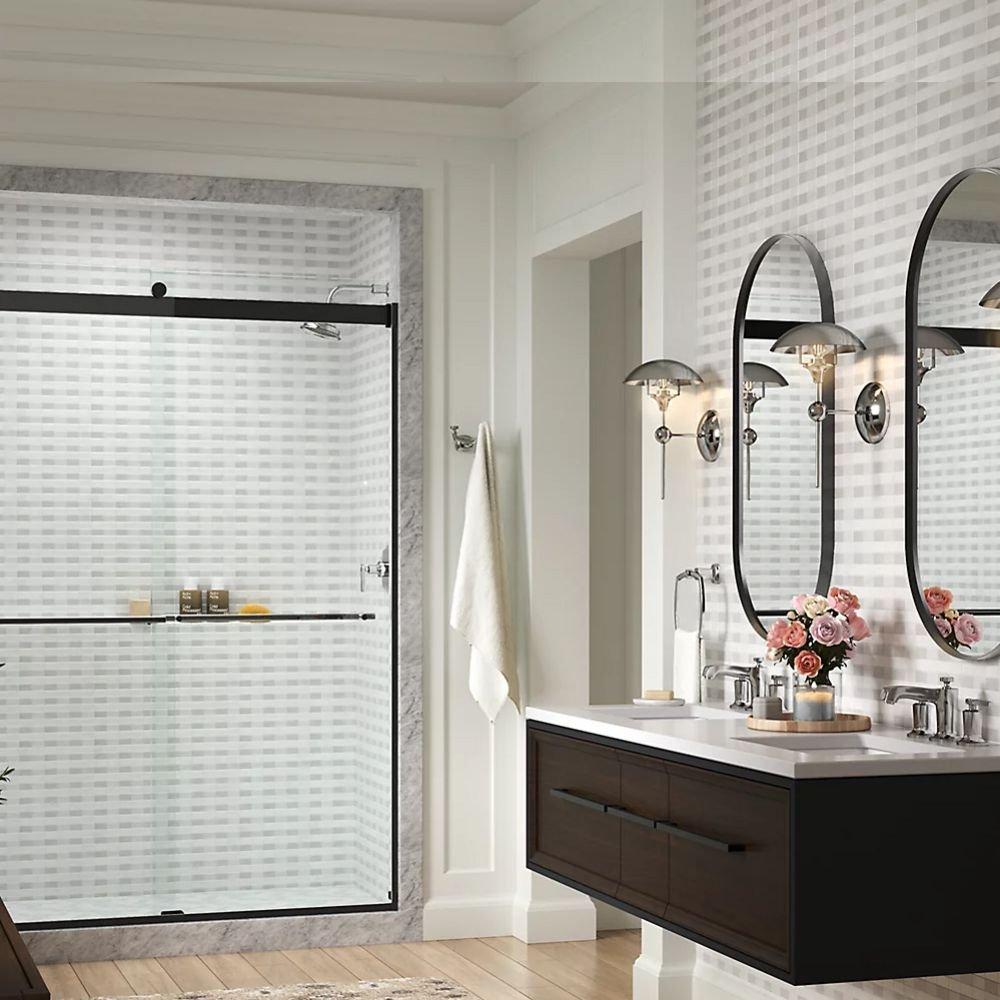 KOHLER Anodized Brushed Nickel 77-9/16 x 59-5/8 in. Frameless Sliding Shower Door 