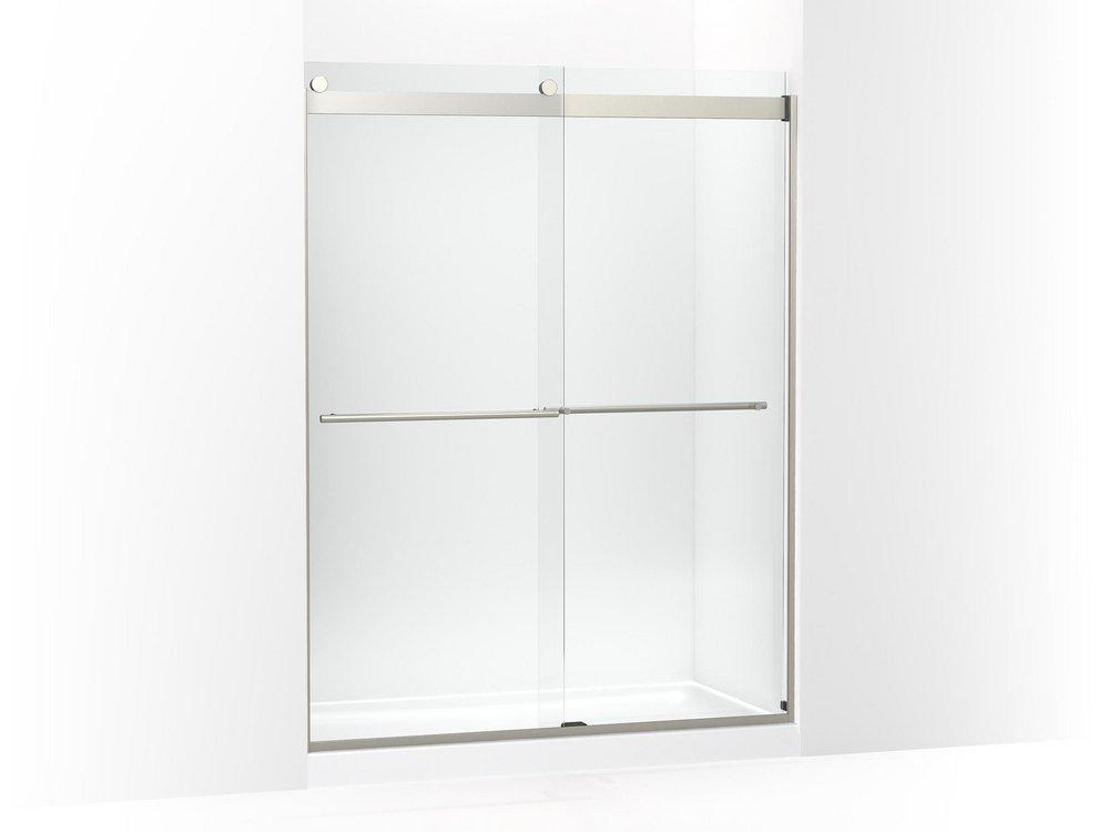 KOHLER Anodized Brushed Nickel 77-9/16 x 59-5/8 in. Frameless Sliding Shower Door 