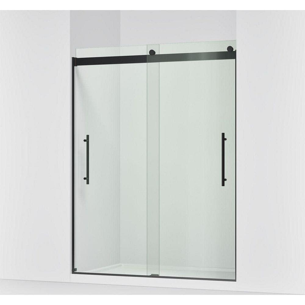 KOHLER Matte Black 77-9/16 x 59-5/8 in. Frameless Sliding 17 in. Shower Door 
