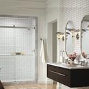 KOHLER Vibrant&reg; Brushed Moderne Brass 77-9/16 x 59-5/8 in. Frameless Sliding Shower Door 