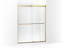 KOHLER Vibrant&reg; Brushed Moderne Brass 77-9/16 x 59-5/8 in. Frameless Sliding Shower Door 