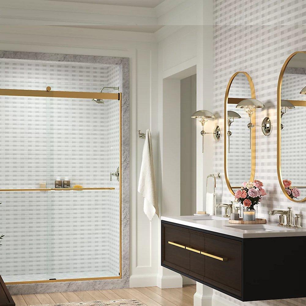 KOHLER Matte Black 81-5/8 x 59-5/8 in. Frameless Sliding Shower Door 