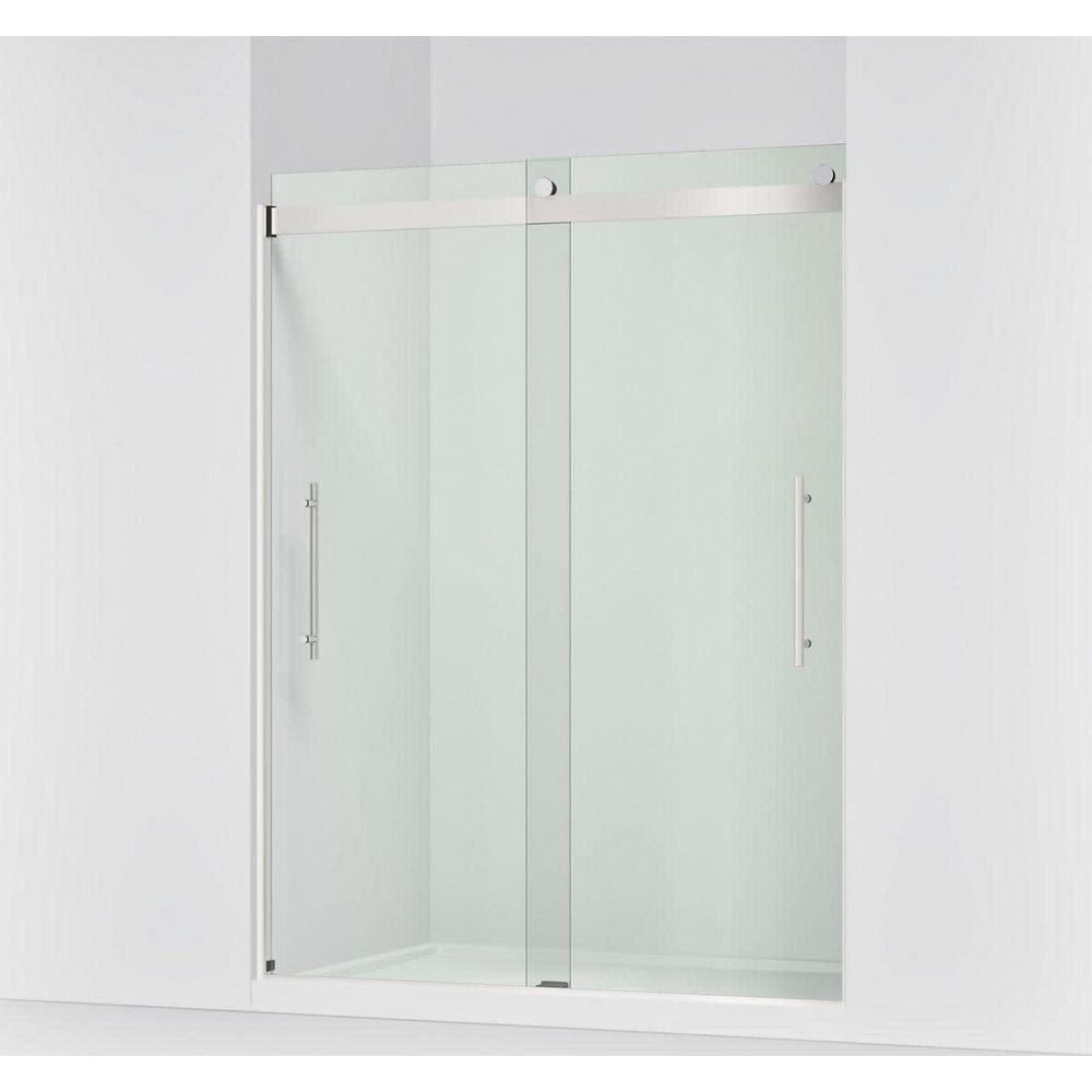 77-9-16 x 59-5/8 in. Frameless Sliding Shower Door in Bright Polished Silver 