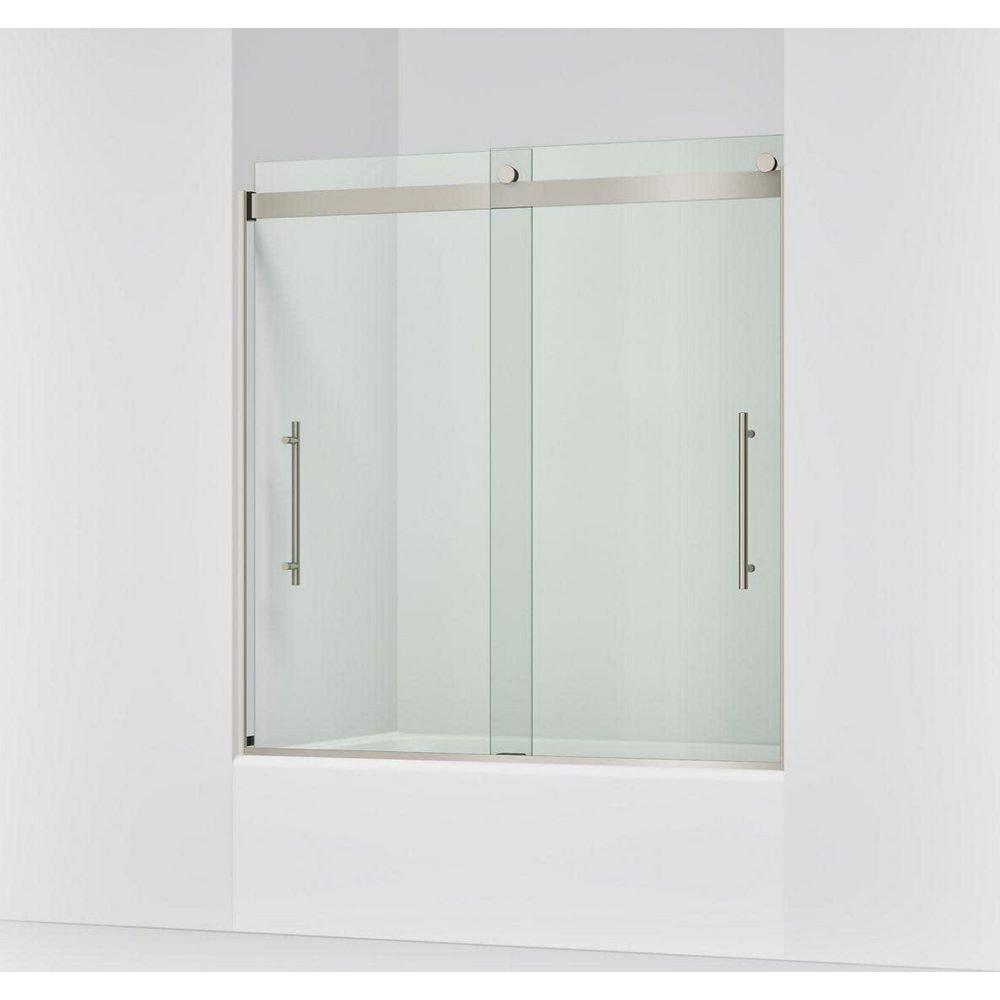 61-9/16 x 59-5/8 in. Frameless Sliding Shower Door in Anodized Brushed Nickel 