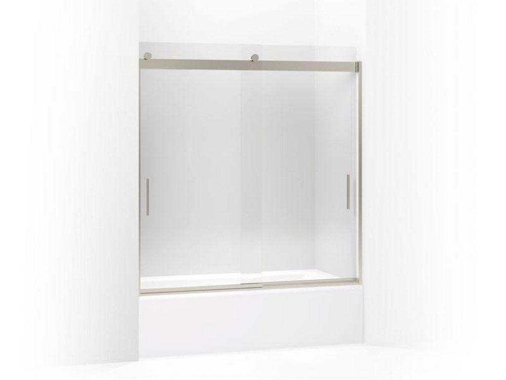 61-9/16 x 59-5/8 in. Frameless Sliding Shower Door in Anodized Brushed Nickel 