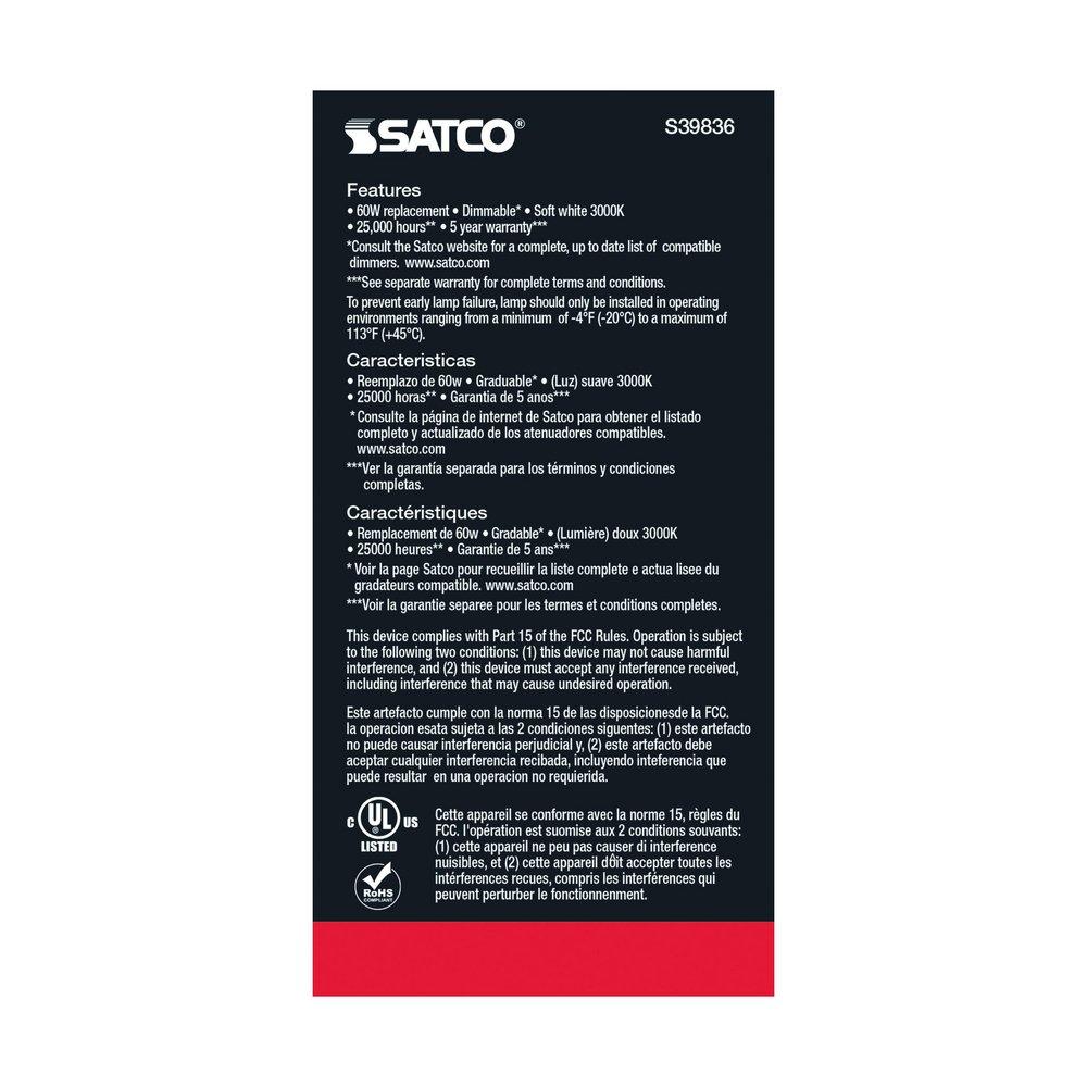SATCO Warm White A23 Incandescent Light Bulb with Medium Base 