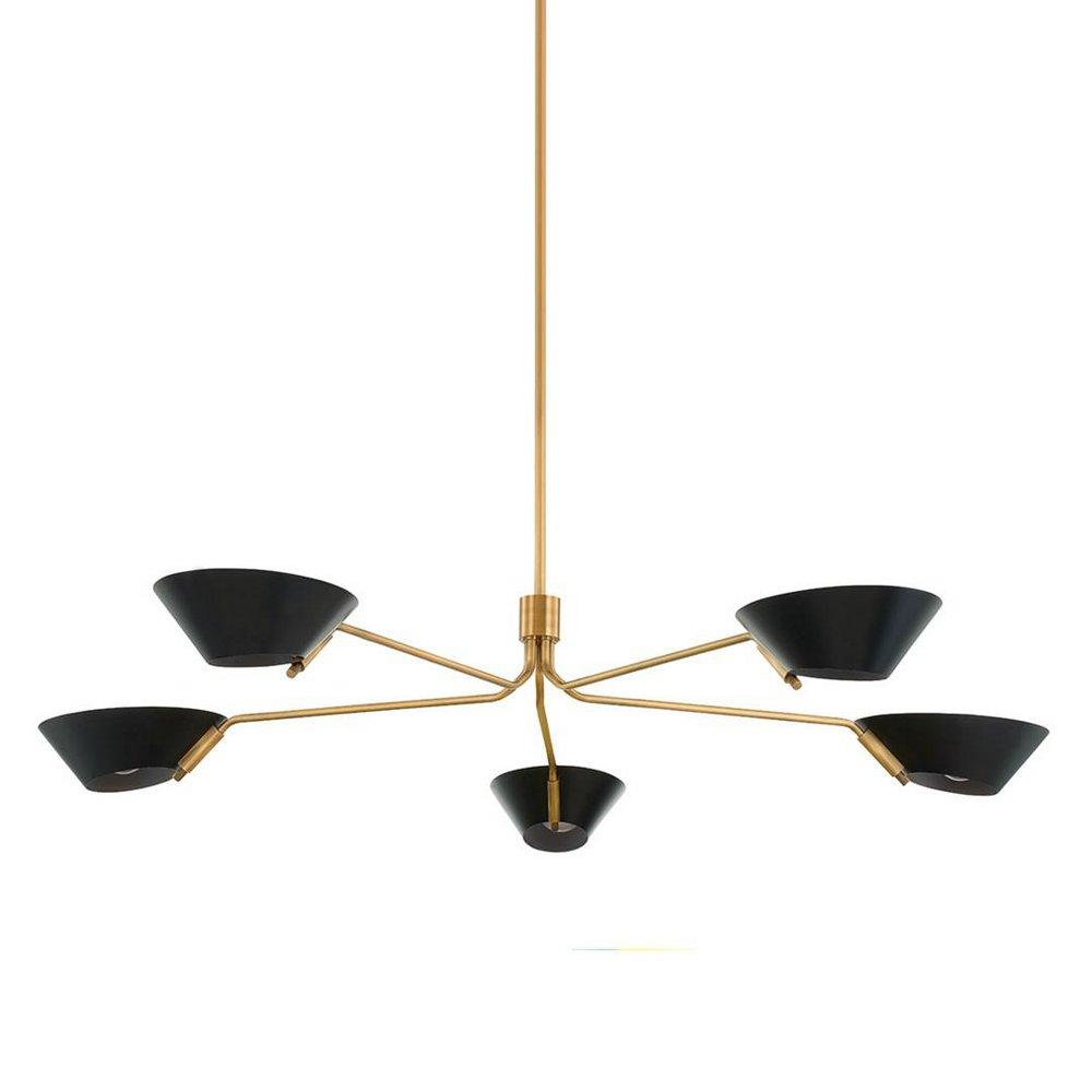 Troy Lighting Patina Brass/Soft Black 9-1/2 x 63 in. 60W 1-Tier 5-Light Incandescent Mid-century and Modern Chandelier 