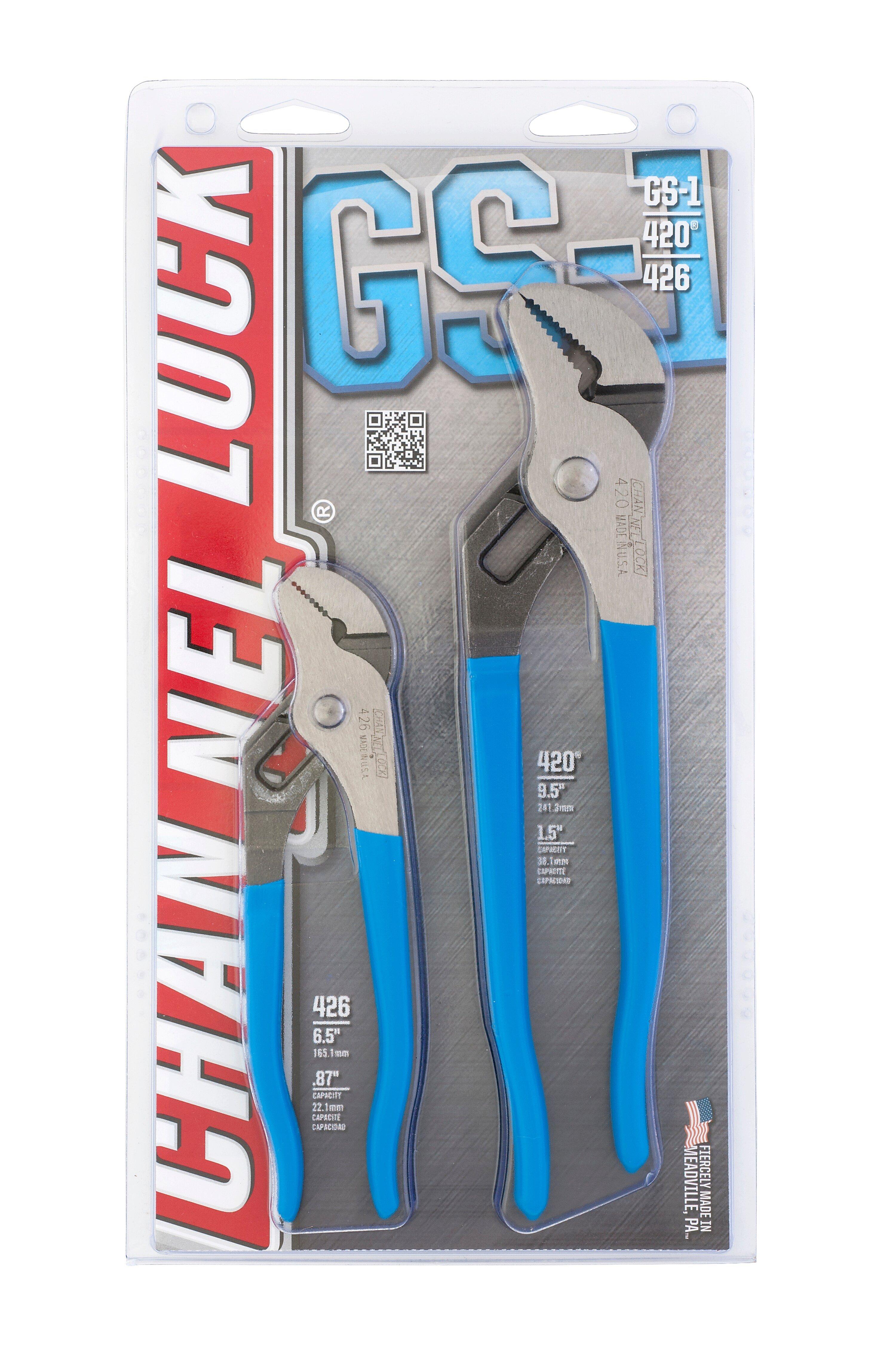 CHANNELLOCK&reg; Polished Steel 2-Piece Tongue & Grooved Plier Set 