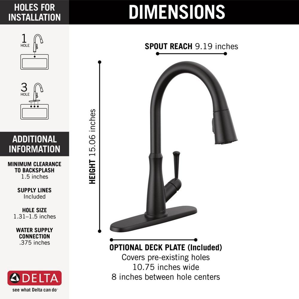 Single Handle Pull Down Kitchen Faucet in Matte Black 