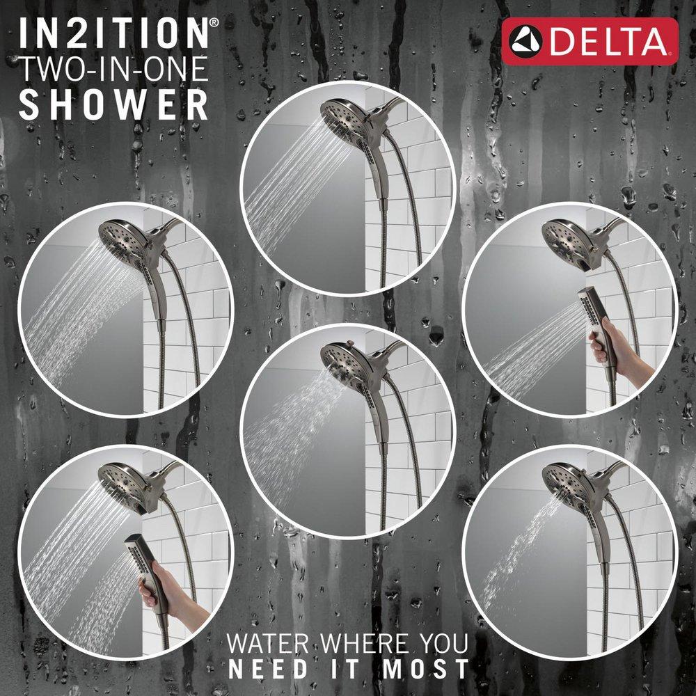 Delta Faucet Lumicoat Black Stainless Multi Function Showerhead 