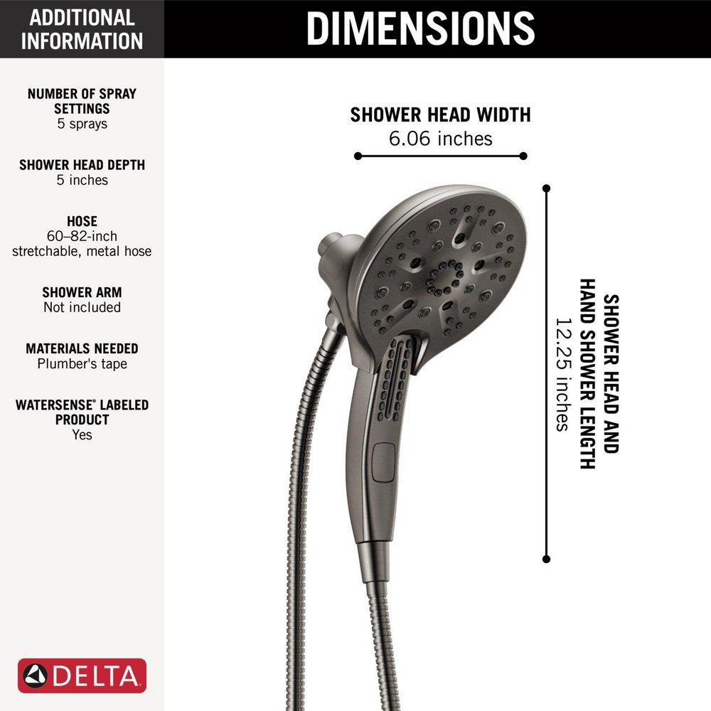 Delta Faucet Lumicoat Black Stainless Multi Function Showerhead 