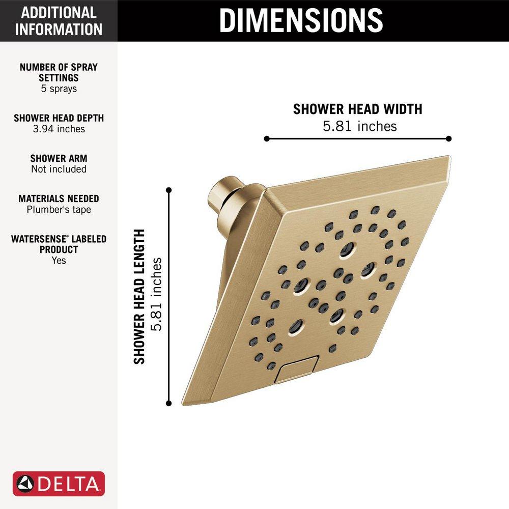 Delta Faucet Lumicoat Champagne Bronze Multi Function Showerhead 