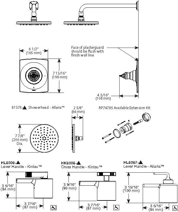 Brizo Luxe Gold Multi Function Shower Faucet (Trim Only) 