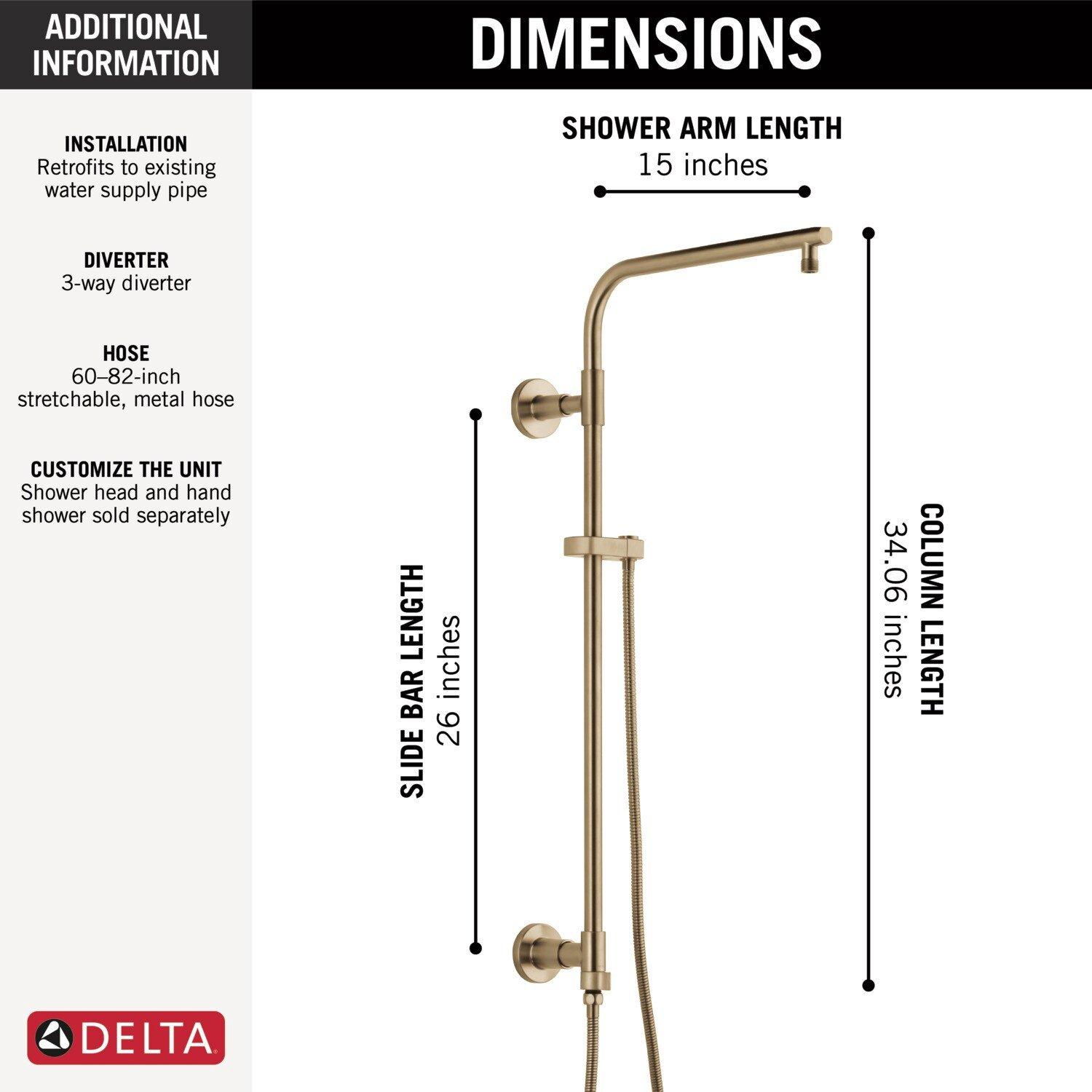 Delta Faucet Lumicoat Champagne Bronze 34-1/16 in. Shower Rail 