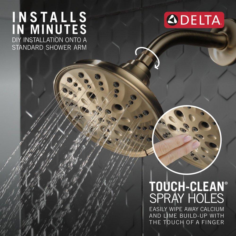DELTA UNIVERSAL SHOWERING COMPONENTS H2OKINETIC 5-SETTING TRADITIONAL RAINCAN SHOWER HEAD 