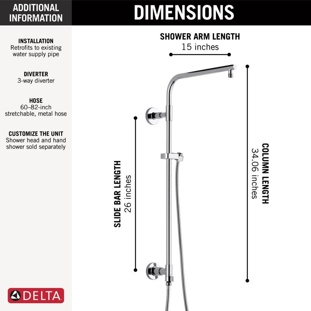 Delta Faucet Lumicoat Chrome 34-1/16 in. Shower Rail 
