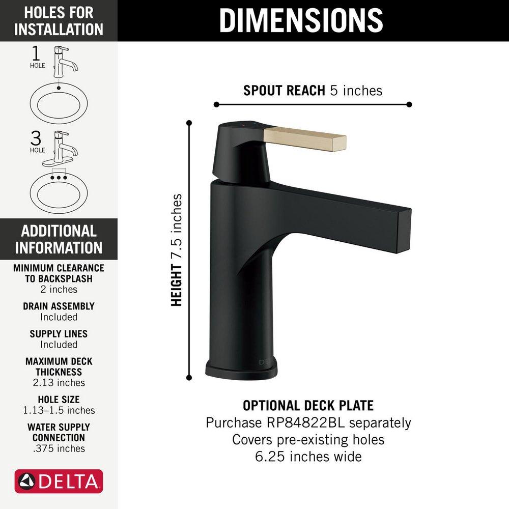 Delta Faucet Matte Black/Champagne Bronze Single Handle Bathroom Sink Faucet 