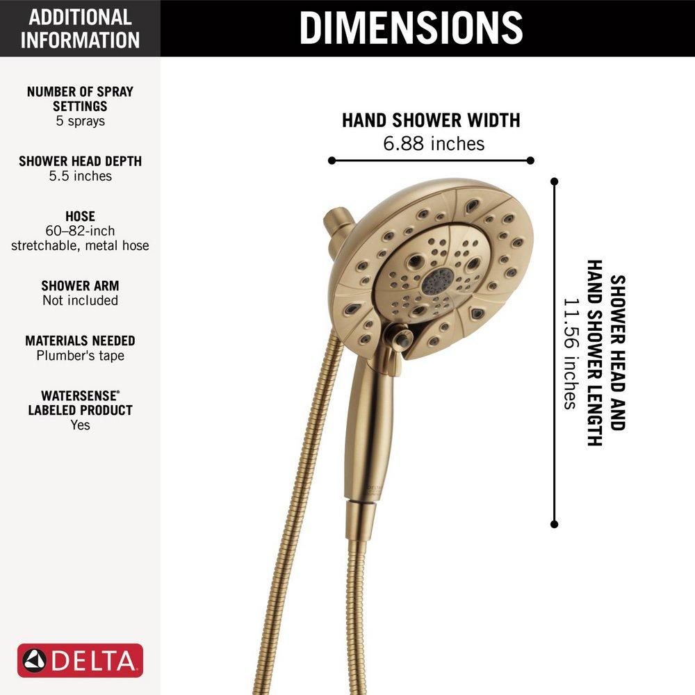 Delta Faucet Lumicoat Champagne Bronze Multi Function Showerhead 