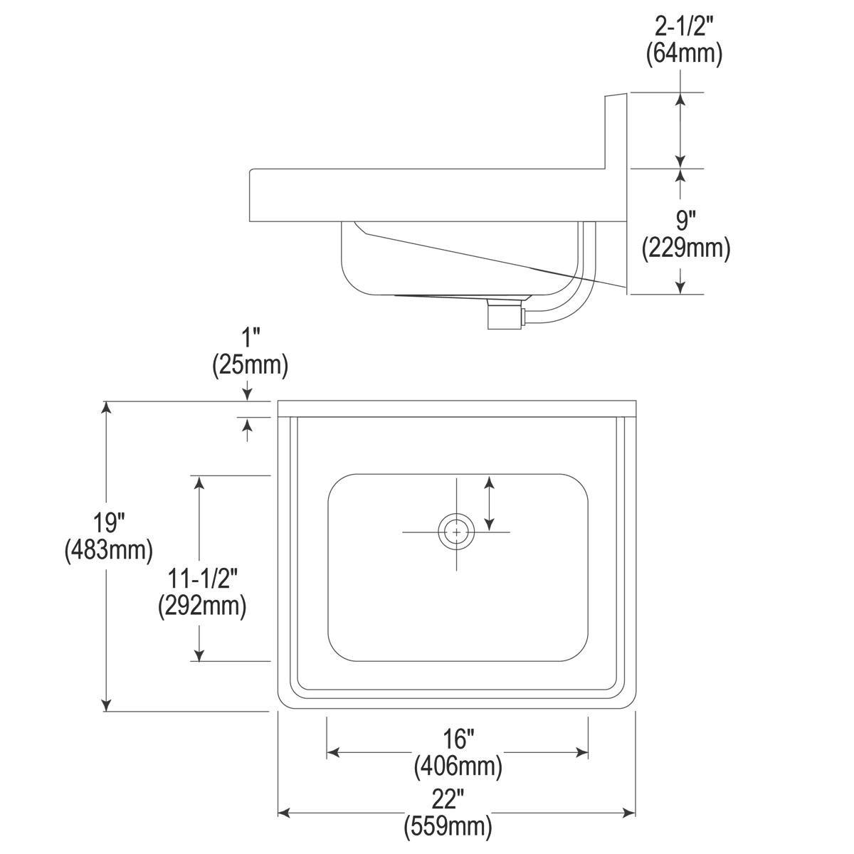 Elkay Buffed Satin Wall Mount Basin 