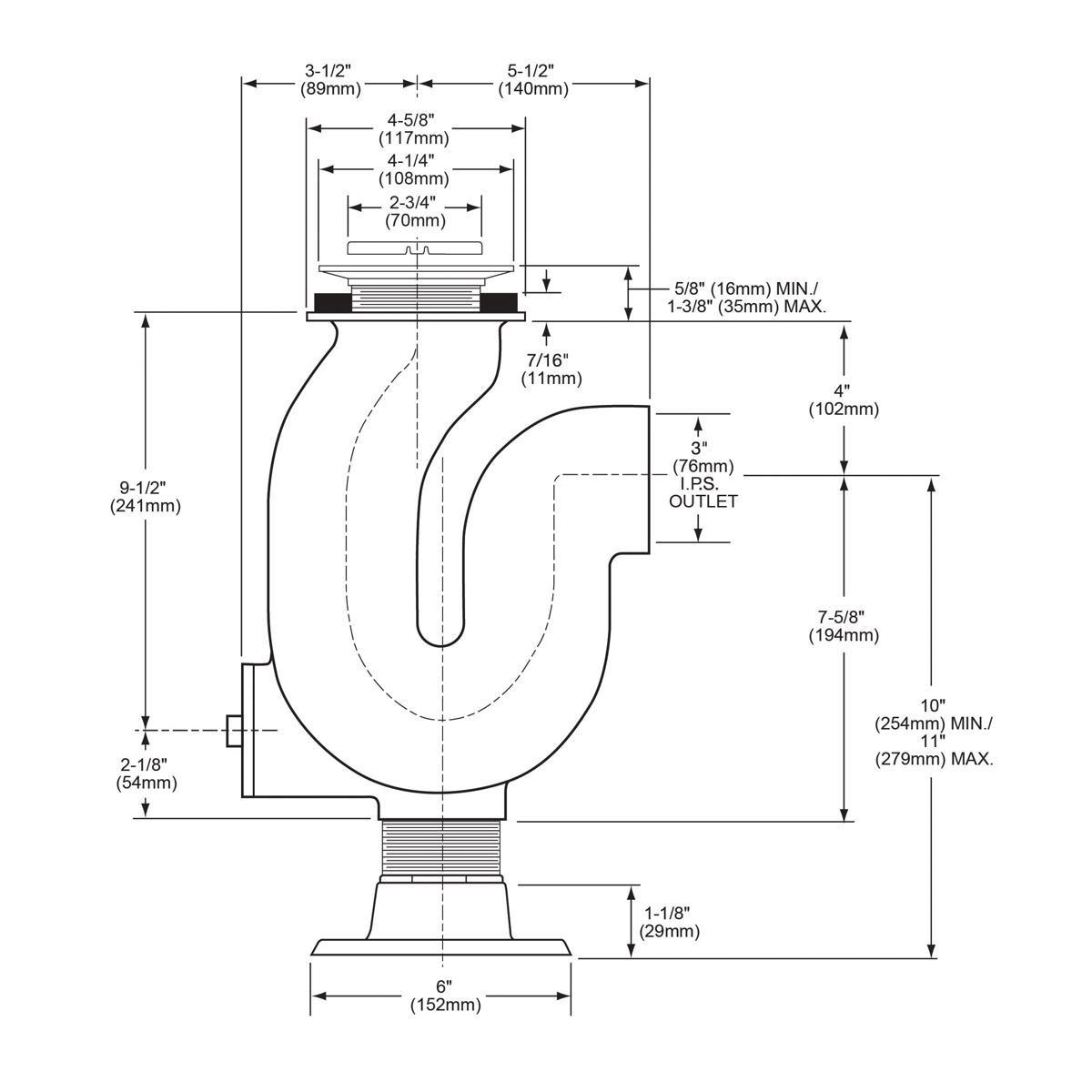 Elkay Chrome Cast Iron P-Trap 