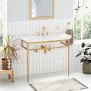 39-1/2 x 19-7/8 in. Console Bathroom Sink in White with Brushed Gold Brass Stand 