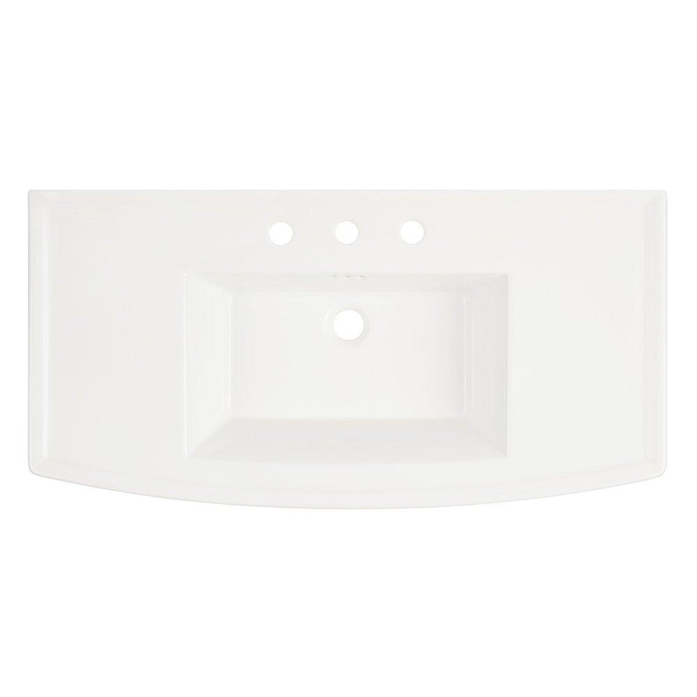 39-1/2 x 19-7/8 in. Console Bathroom Sink in White with Brushed Gold Brass Stand 