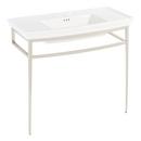 39-1/2 x 19-7/8 in. Console Bathroom Sink in White with Brushed Gold Brass Stand 