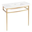 39-1/2 x 19-7/8 in. Console Bathroom Sink in White with Brushed Gold Brass Stand 