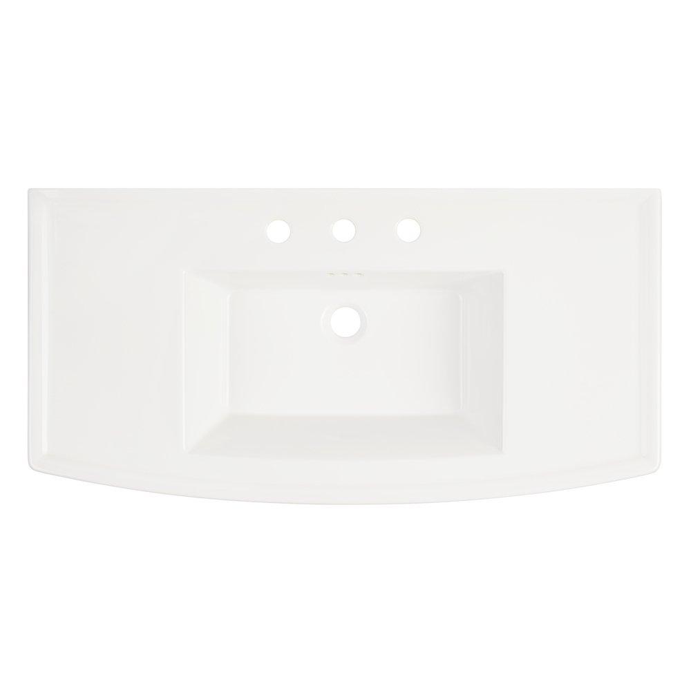 39-1/2 x 19-7/8 in. Console Bathroom Sink in White with Brushed Gold Brass Stand 