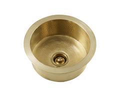 17 x 17 in. No Hole Drop-in and Undermount Brass Bar Sink in Satin Brass