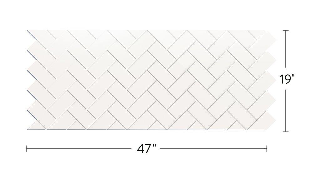 19 x 47 in. 3 x 6 Herringbone Backsplash Kit in White 
