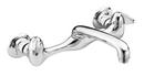 Wall Mount Two Handle Service Faucet with Swivel Spout in Chrome