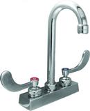 0.5 gpm 4 in. Centerset Two Handle Deck Mount Gooseneck Bar Faucet in Polished Chrome