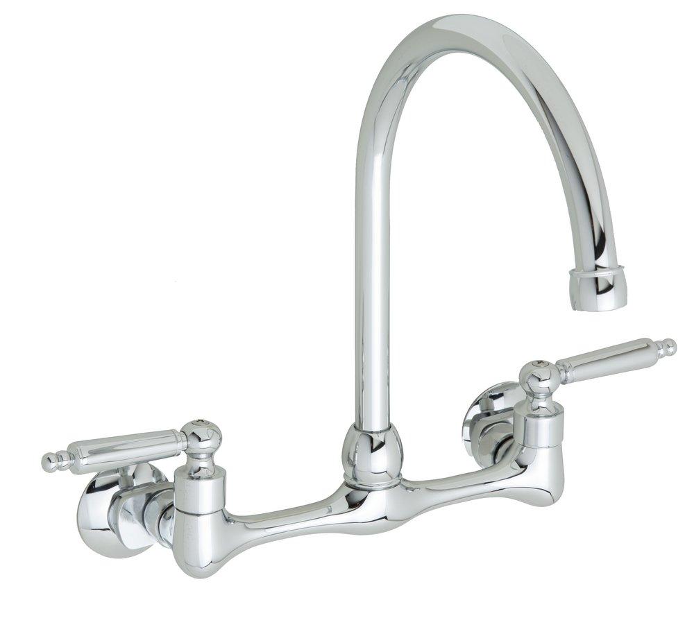 Two Handle Lever Wall Mount Service Faucet in Polished Chrome 
