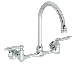 Two Handle Lever Wall Mount Service Faucet in Polished Chrome