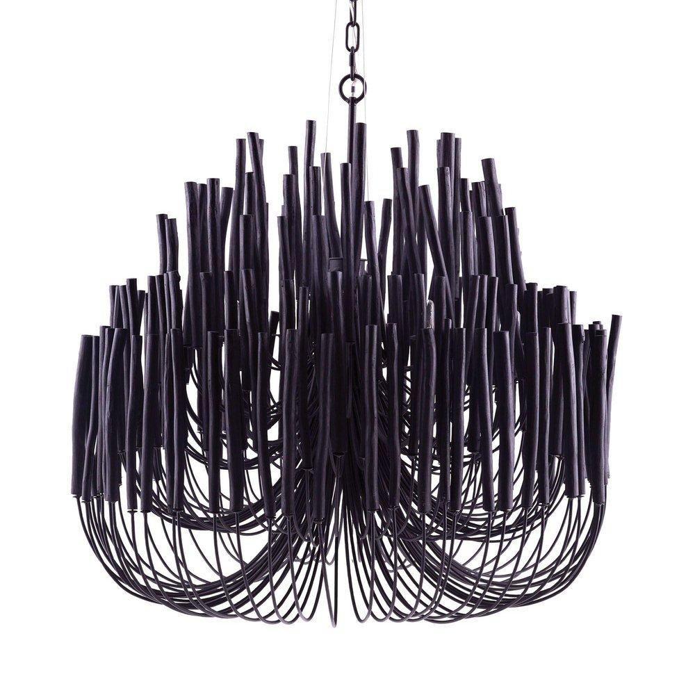 Arteriors Home Black 38 x 36 in. 25W 1-Tier 6-Light Botanical and Contemporary Chandelier 