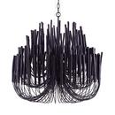 36 x 74 in. 40W 6-Light 1-Tier Chandelier in Black with Black Stained