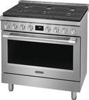 36 FS DUAL FUEL RANGE 6 SEALED BURNERS 4.4CF OVEN CAPACITY DUAL FAN CONV. & POWER BURNERS CONT. GRATES LED BACKLIT KNOBS STEAM CLEAN ADA COMP 