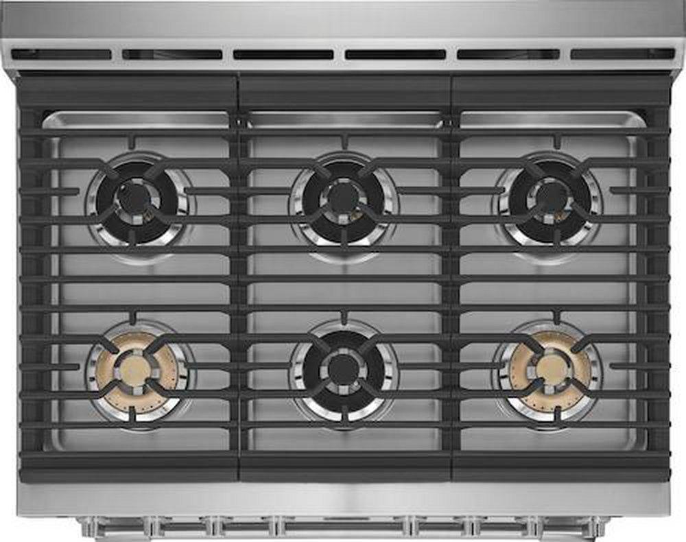 FRONT CONTROL -GAS- 36 6 BURNER-AIR FRY- SELF CLEAN CONVECTION CAST CONTINUOUS GRATES - PROBE 