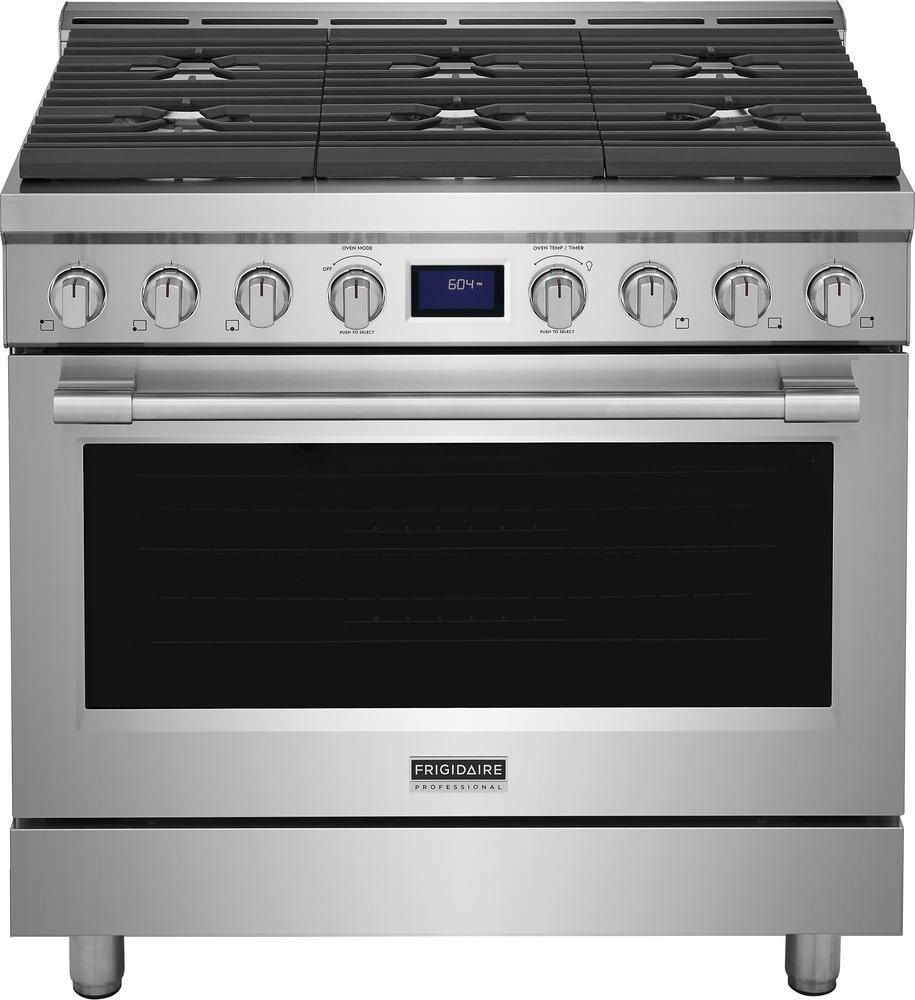 Frigidaire Stainless Steel 35-15/16 x 25-7/8 x 35-9/16 in. 18000 BTU 4.4 cu. ft. 6-Burner Gas Freestanding Range 