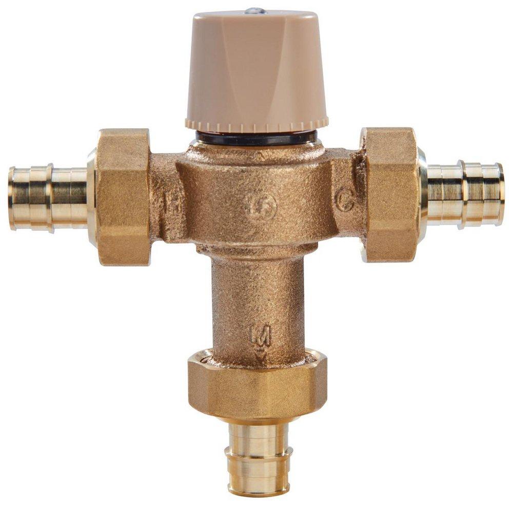 1/2 IN LEAD FREE THERMOSTATIC MIXING VALVE, COLD EXPANSION FITTING CEF/PEX F196 END CONNECTIONS, ADJUSTABLE OUT 80-120 F 