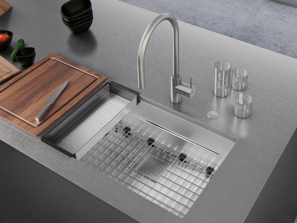 28-3/4 in. Undermount Stainless Steel Single Bowl Workstation Kitchen Sink in Diamond 