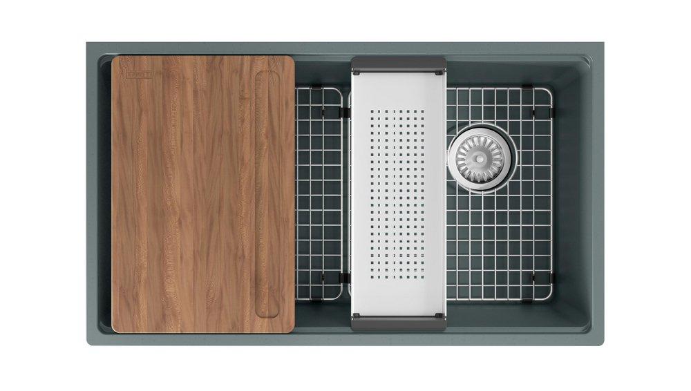 33 x 19-5/16 in. Composite Single Bowl Undermount Kitchen Sink in Stone Grey 