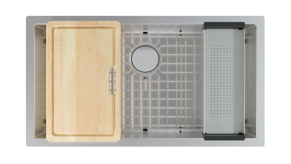 35-1/2 x 19-1/2 in. Stainless Steel Single Bowl Undermount Kitchen Sink in Diamond 