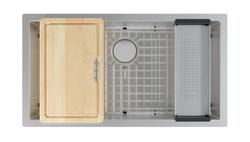 35-1/2 in. Undermount Stainless Steel Single Bowl Workstation Kitchen Sink in Diamond