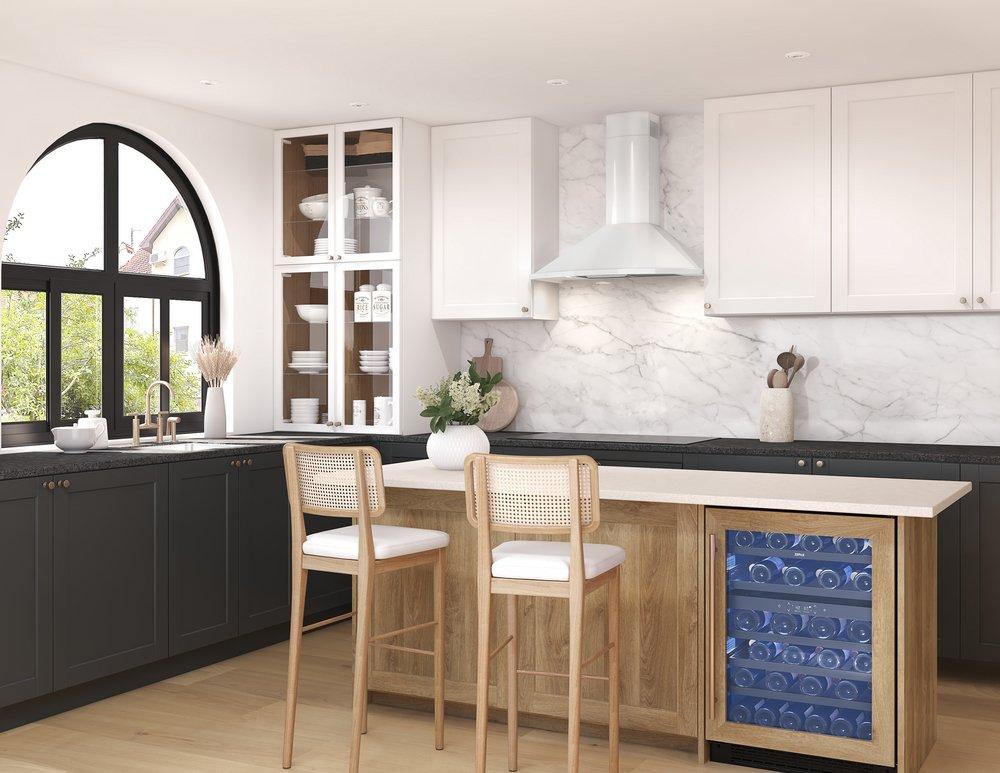 Savona 90 cm LED Wall Hood in White, 600 CFM with ACT 