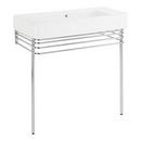 34 PORCELAIN CONSOLE SINK WITH BRASS STAND CHROME 