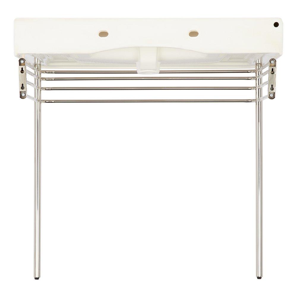 34 in. Console Bathroom Sink with Brass Stand in Polished Nickel 